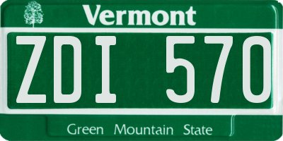 VT license plate ZDI570