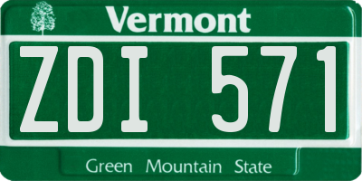 VT license plate ZDI571