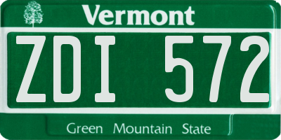 VT license plate ZDI572