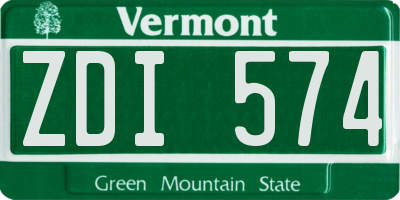 VT license plate ZDI574