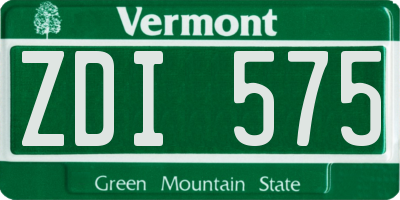 VT license plate ZDI575