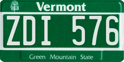 VT license plate ZDI576
