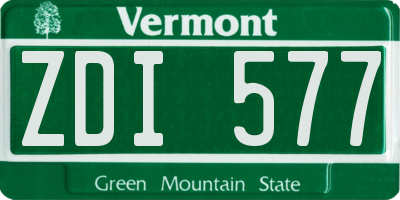 VT license plate ZDI577