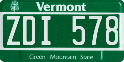 VT license plate ZDI578