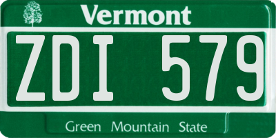 VT license plate ZDI579