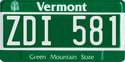 VT license plate ZDI581