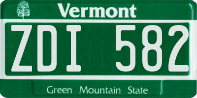 VT license plate ZDI582