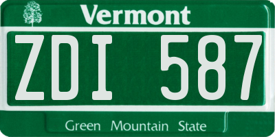 VT license plate ZDI587