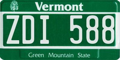 VT license plate ZDI588