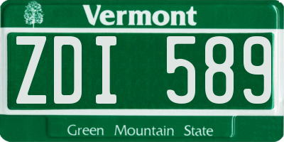 VT license plate ZDI589