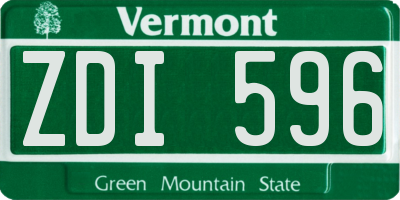 VT license plate ZDI596