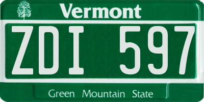 VT license plate ZDI597