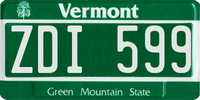 VT license plate ZDI599