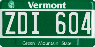 VT license plate ZDI604