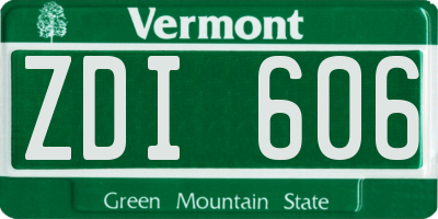 VT license plate ZDI606