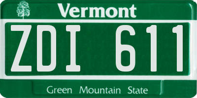 VT license plate ZDI611