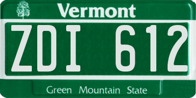 VT license plate ZDI612