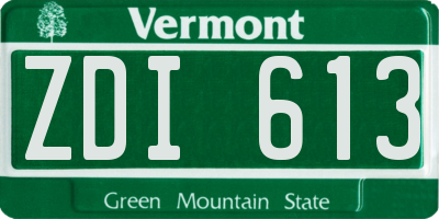 VT license plate ZDI613