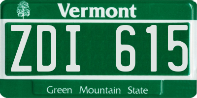 VT license plate ZDI615