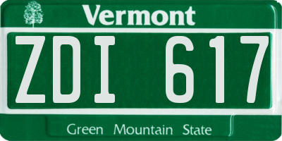 VT license plate ZDI617