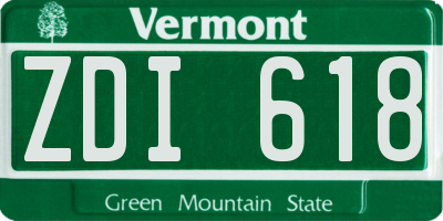 VT license plate ZDI618