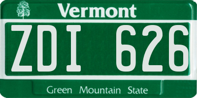 VT license plate ZDI626