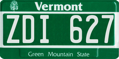 VT license plate ZDI627