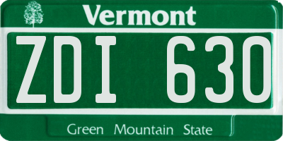 VT license plate ZDI630