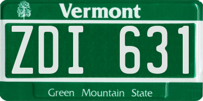 VT license plate ZDI631