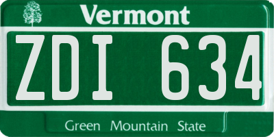 VT license plate ZDI634