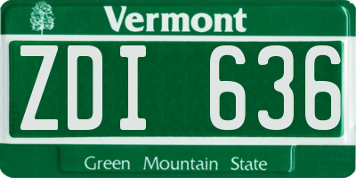 VT license plate ZDI636
