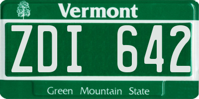 VT license plate ZDI642