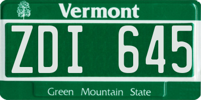VT license plate ZDI645