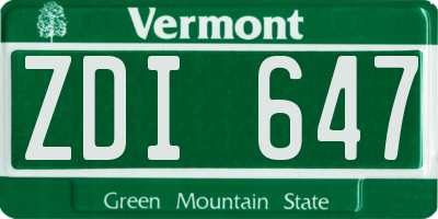 VT license plate ZDI647