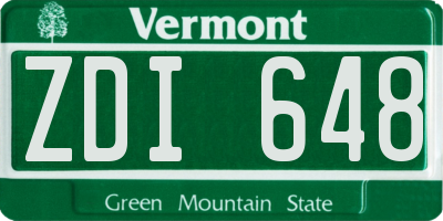 VT license plate ZDI648