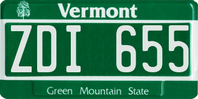 VT license plate ZDI655