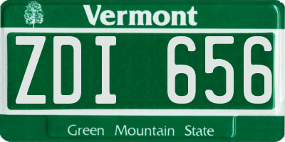 VT license plate ZDI656