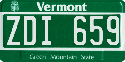 VT license plate ZDI659