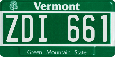 VT license plate ZDI661