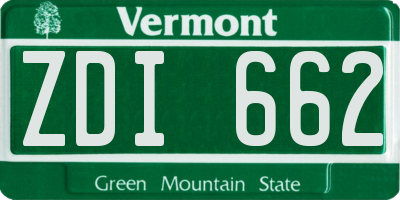 VT license plate ZDI662