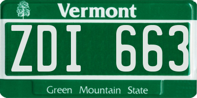 VT license plate ZDI663
