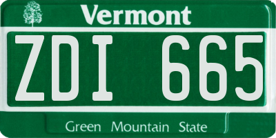 VT license plate ZDI665