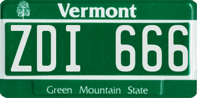 VT license plate ZDI666