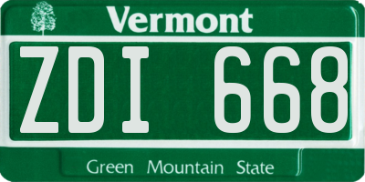 VT license plate ZDI668