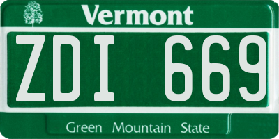VT license plate ZDI669