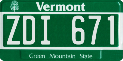 VT license plate ZDI671