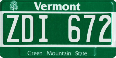 VT license plate ZDI672