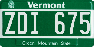 VT license plate ZDI675