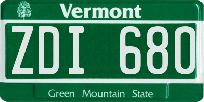 VT license plate ZDI680