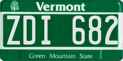 VT license plate ZDI682
